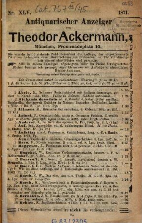 Antiquarischer Anzeiger. 45. 1871