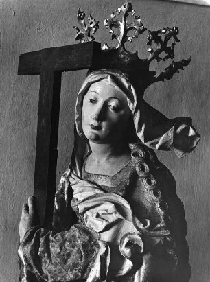 Heilige Helena : Heilige Helena (um 1519; Bemalung J. Schick). Hüftstück. Maria-Rain (Mittelberg Kreis Oberallgäu), Pfarr- und Wallfahrtskirche Maria Rain