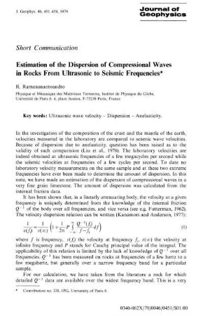 Estimation of the dispersion of compressional waves in rocks from ultrasonic to seismic frequencies