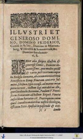 Illustri et Generoso Domino, Dn. Frederico …