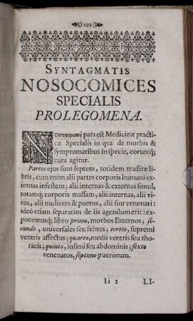 Syntagmatis Nosocomices Specialis Prolegomena