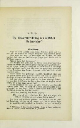 IV. Abschnitt. Die Wiederaufrichtung des deutschen Kaiserreiches