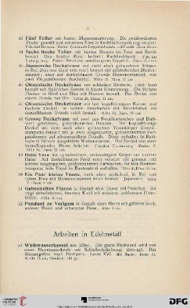 Arbeiten in Edelmetall (Nr. 53-71)