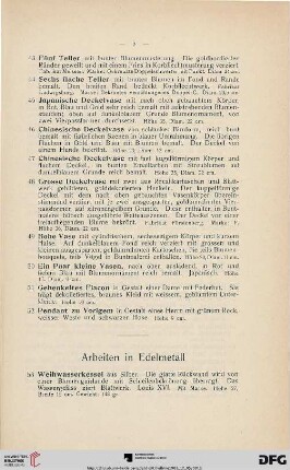 Arbeiten in Edelmetall (Nr. 53-71)