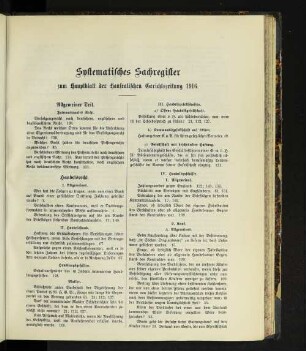 Systematisches Sachregister zum Hauptblatt der Hanseatischen Gerichtszeitung 1916.