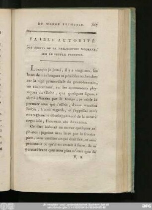 Faible Autoritè, De Écrits De La Philosophie Moderne, Sur Le Peuple Primitif.