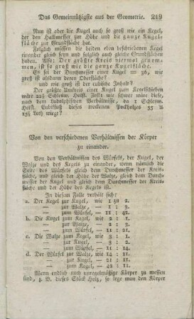 Von den verschiedenen Verhältnissen der Körper zu einander.