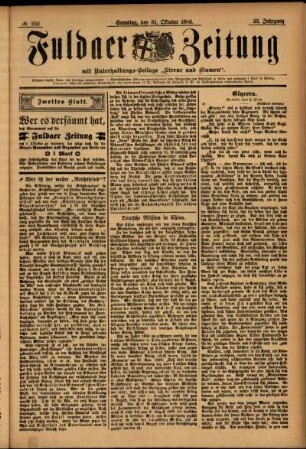 Zweite Ausgabe vom Samstag, den 31. Oktober 1896.
