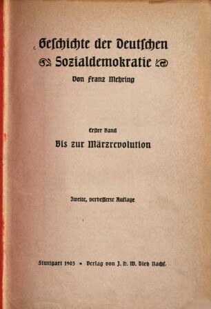 Geschichte der deutschen Sozialdemokratie. 1