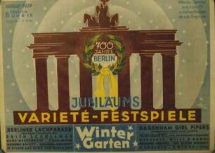 Programmplakat Jubiläums Varieté-Festspiele 700 Jahre Berlin