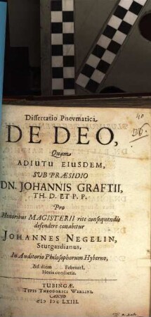 Diss. pneumatica de Deo