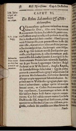 Caput VI. De Rebus Sabaudicis & Mediolanensibus
