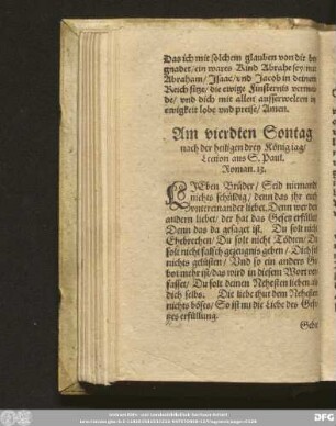 Am vierdten Sontag nach der heiligen drey König tag/ Lection aus S. Paul Roman 13.