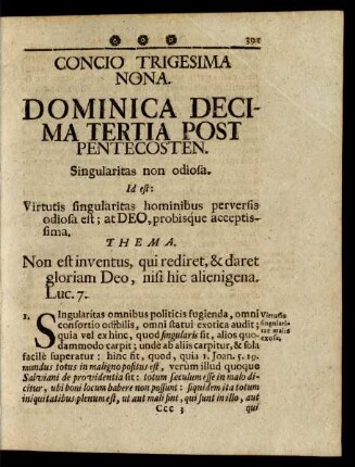 Concio Trigesima Nona. Dominica Decima Tertia Post Pentecosten.
