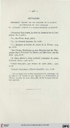 Ouvrages récemment publiés par les membres de la Société