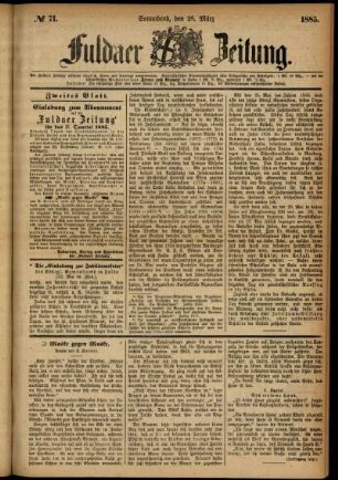 Ausgabe vom Samstag, den 28. März 1885.