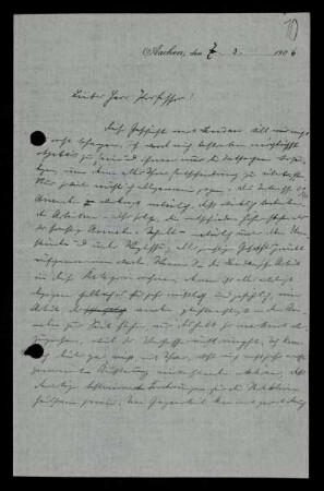 Nr. 10: Brief von Otto Blumenthal an David Hilbert, Aachen, 7.3.1906