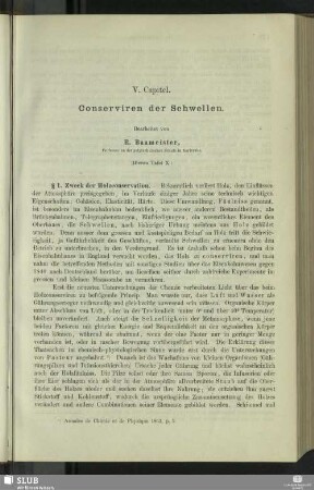 V. Capitel. Conserviren der Schwellen