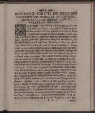 Refutatio Scripti De Statibus Controversis Primis Et Accessoriis, Quod Condidit Quidam, Qui Se Mullerum Nominat.