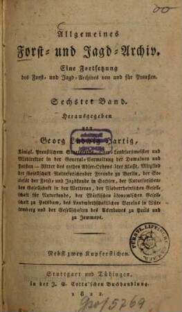 Allgemeines Forst- und Jagd-Archiv. 6. 1822