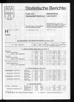 Der Seeverkehr des Hamburger Hafens im Juli 1973 : Lfd. Nr. 45