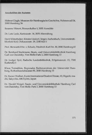 Anschrift der Autoren