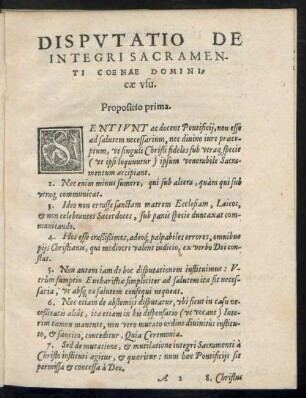 Disputatio De Integri Sacramenti Coenae Dominicae usu.