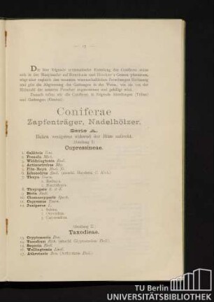 Coniferae. Zapfenträger, Nadelhölzer.