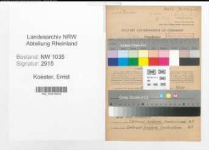 Entnazifizierung Ernst Koester , geb. 26.07.1907 (Bergmann)