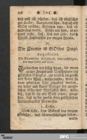 IV. Die Creatur ist GOttes Zeuge.