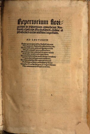 Divi Ambrosii episcopi Mediolanensis omnia opera : accuratissime revisa atq[ue] in tres partes nitidissime excusa, 1