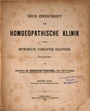 Neue Zeitschrift für homöopathische Klinik. 11, 11 = Bd. 15. 1866
