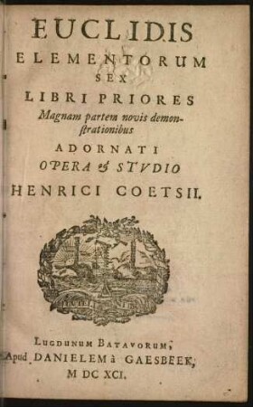 Euclidis elementorum sex libri priores : magnam partem novis demonstrationibus