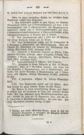 4) Ueber den jetzigen Bestand des dänischen Heers.