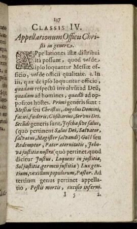 Classis IV. Appellationum Officii Christi in genere