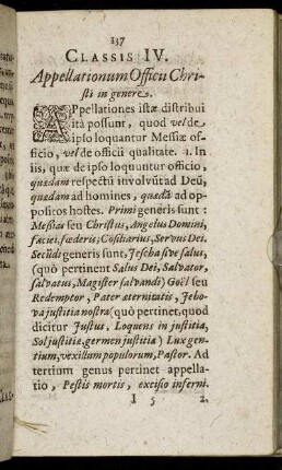 Classis IV. Appellationum Officii Christi in genere