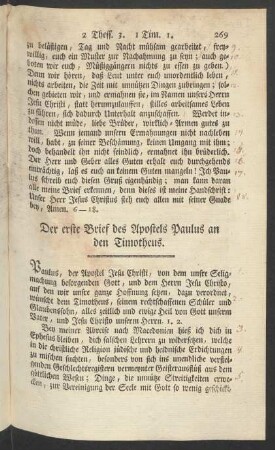 Der erste Brief des Apostels Paulus an den Timotheus