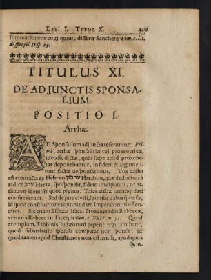 Titulus XI. De Adiunctis Sponsalium