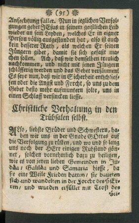 Christliche Verhaltung in den Trübsalen selbst.
