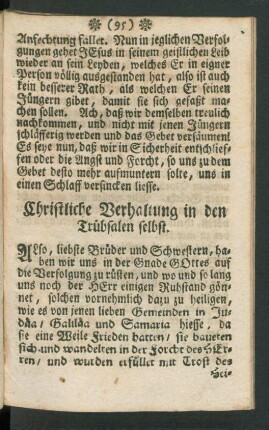 Christliche Verhaltung in den Trübsalen selbst.