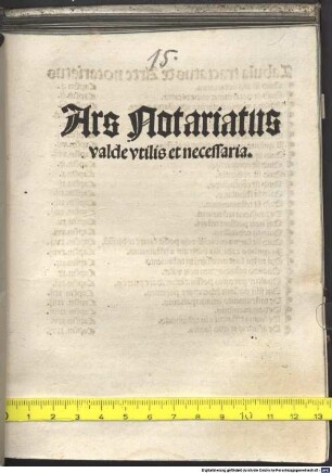 Ars Notariatus : valde vtilis et necessaria