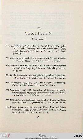 II. Textilien (Nr. 282-297)