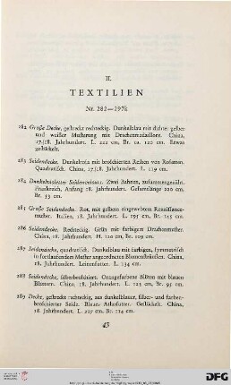II. Textilien (Nr. 282-297)