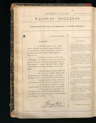 Llamamiento del Rey de Inglaterra al Pueblo Británico.