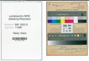 Entnazifizierung Hans Heise, geb. 10.05.1898 (Kellner)