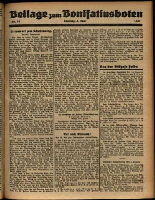 Zweite Ausgabe vom Sonntag, den 03. Mai 1931.