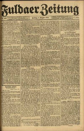 Ausgabe vom Freitag, den 06. August 1920.