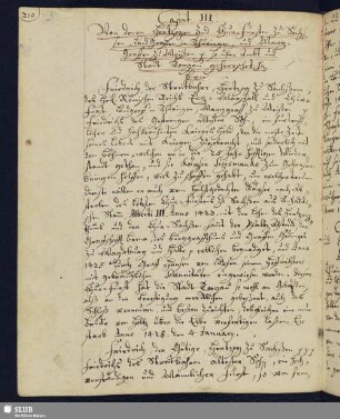 Caput III. Von denen Hertzogen und Chur-Fürsten zu Sachssen, LandGraffen in Thüringen, und Marg-Graffen zu Meißen etc., so über Ambt und Stadt Torgau geherrscht haben.