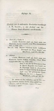 Bijlage B. Afschrift van de authentieke Bescheiden betrekkelijk J. M. Baljée, in het Archief van het Nieuwe Stads-Weeshuis voorkommende