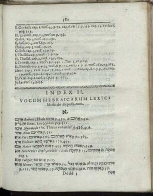Index II. Vocum Hebraicarum Lexici Methodo dispositarum.